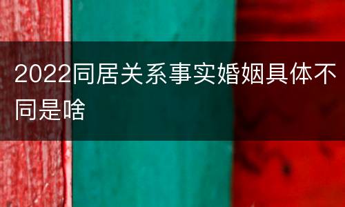2022同居关系事实婚姻具体不同是啥