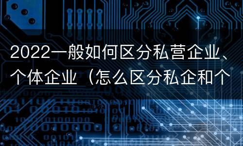 2022一般如何区分私营企业、个体企业（怎么区分私企和个体）