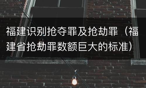 福建识别抢夺罪及抢劫罪（福建省抢劫罪数额巨大的标准）
