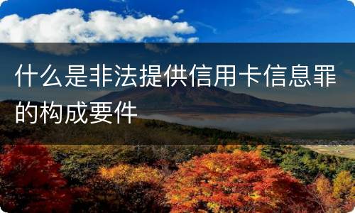什么是非法提供信用卡信息罪的构成要件