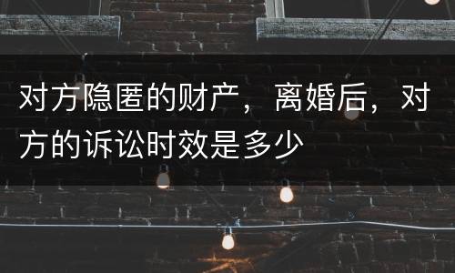 对方隐匿的财产，离婚后，对方的诉讼时效是多少