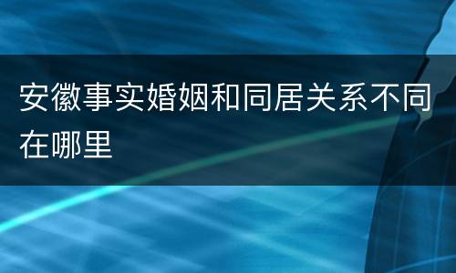 安徽事实婚姻和同居关系不同在哪里