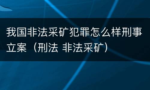 我国非法采矿犯罪怎么样刑事立案（刑法 非法采矿）