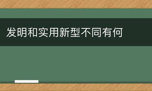 发明和实用新型不同有何