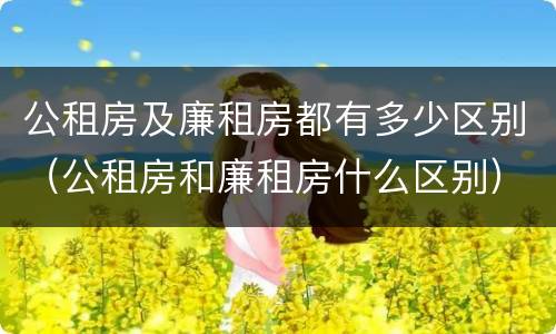 公租房及廉租房都有多少区别（公租房和廉租房什么区别）