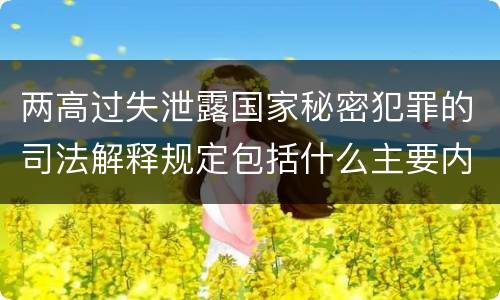 两高过失泄露国家秘密犯罪的司法解释规定包括什么主要内容