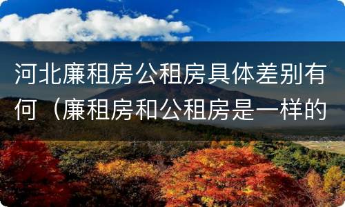 河北廉租房公租房具体差别有何（廉租房和公租房是一样的吗）
