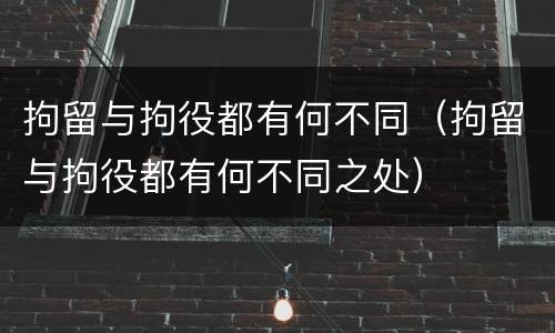拘留与拘役都有何不同（拘留与拘役都有何不同之处）