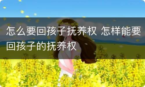 怎么要回孩子抚养权 怎样能要回孩子的抚养权