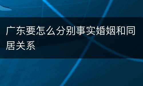 广东要怎么分别事实婚姻和同居关系