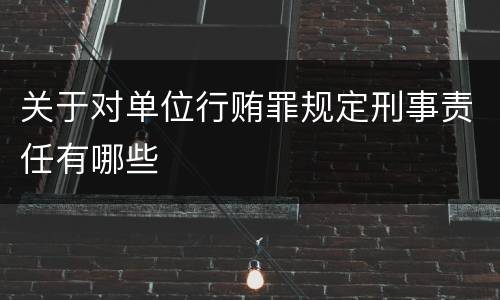关于对单位行贿罪规定刑事责任有哪些