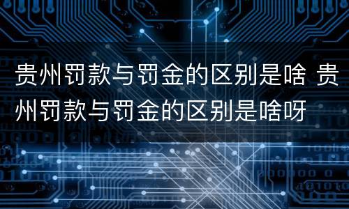 贵州罚款与罚金的区别是啥 贵州罚款与罚金的区别是啥呀