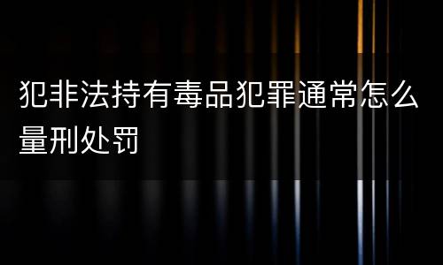 犯非法持有毒品犯罪通常怎么量刑处罚
