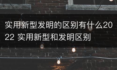 实用新型发明的区别有什么2022 实用新型和发明区别