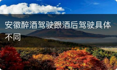 安徽醉酒驾驶跟酒后驾驶具体不同