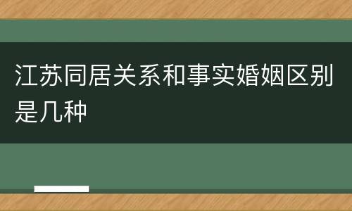 江苏同居关系和事实婚姻区别是几种