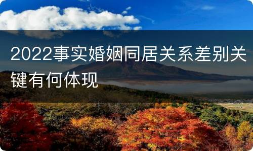 2022事实婚姻同居关系差别关键有何体现