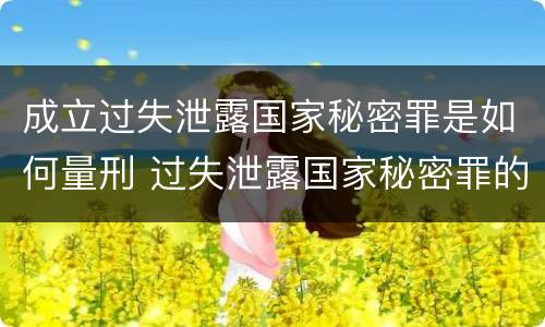 成立过失泄露国家秘密罪是如何量刑 过失泄露国家秘密罪的立案标准