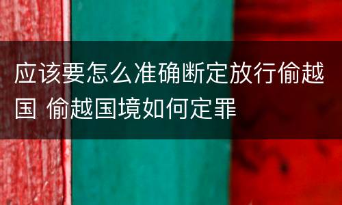 应该要怎么准确断定放行偷越国 偷越国境如何定罪