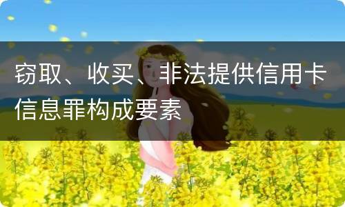 窃取、收买、非法提供信用卡信息罪构成要素