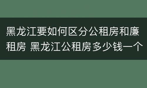 黑龙江要如何区分公租房和廉租房 黑龙江公租房多少钱一个月