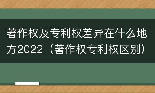 著作权及专利权差异在什么地方2022（著作权专利权区别）