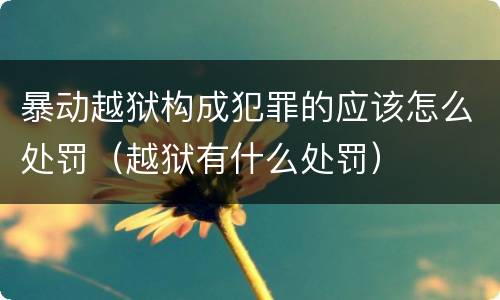 暴动越狱构成犯罪的应该怎么处罚（越狱有什么处罚）