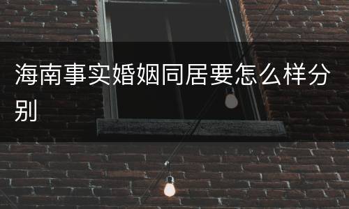海南事实婚姻同居要怎么样分别