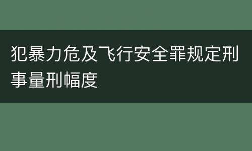 犯暴力危及飞行安全罪规定刑事量刑幅度