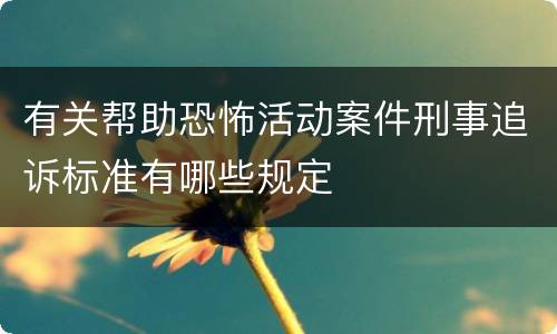 有关帮助恐怖活动案件刑事追诉标准有哪些规定