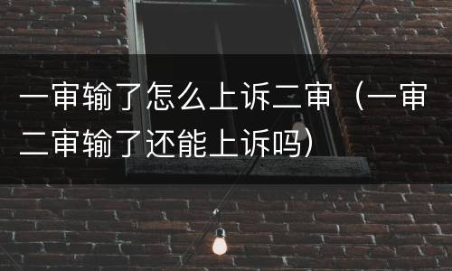 一审输了怎么上诉二审（一审二审输了还能上诉吗）
