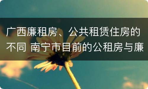 广西廉租房、公共租赁住房的不同 南宁市目前的公租房与廉租房的区别