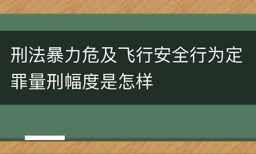 刑法暴力危及飞行安全行为定罪量刑幅度是怎样
