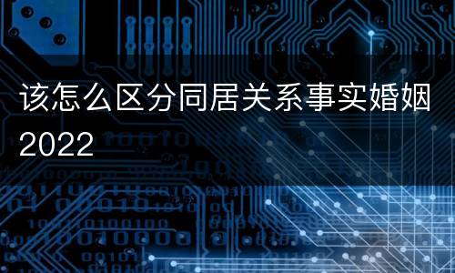 该怎么区分同居关系事实婚姻2022