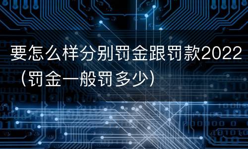 要怎么样分别罚金跟罚款2022（罚金一般罚多少）