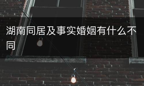 湖南同居及事实婚姻有什么不同