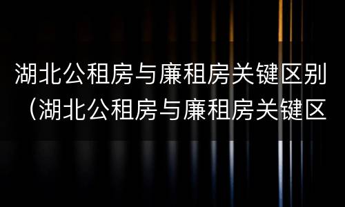 湖北公租房与廉租房关键区别（湖北公租房与廉租房关键区别在哪）