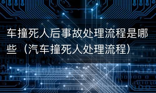 车撞死人后事故处理流程是哪些（汽车撞死人处理流程）
