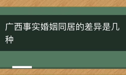 广西事实婚姻同居的差异是几种