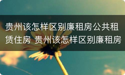 贵州该怎样区别廉租房公共租赁住房 贵州该怎样区别廉租房公共租赁住房和住宅