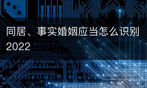 同居、事实婚姻应当怎么识别2022