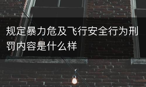 规定暴力危及飞行安全行为刑罚内容是什么样