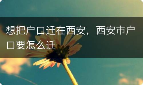 想把户口迁在西安，西安市户口要怎么迁
