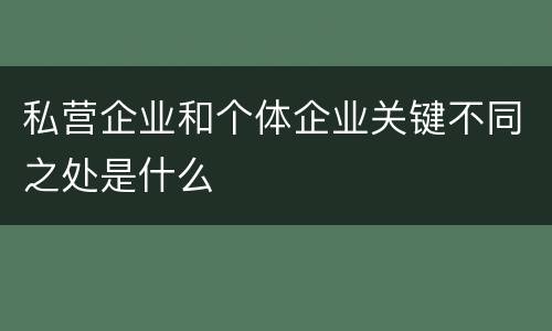 私营企业和个体企业关键不同之处是什么