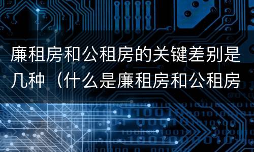 廉租房和公租房的关键差别是几种（什么是廉租房和公租房两个有什么特点）