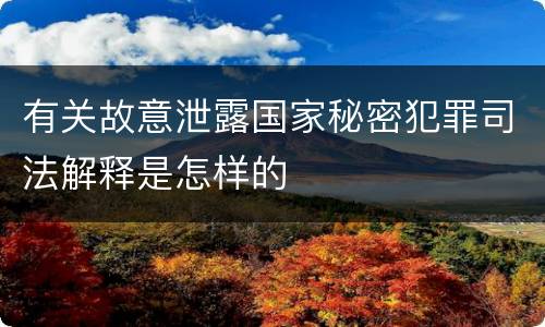有关故意泄露国家秘密犯罪司法解释是怎样的