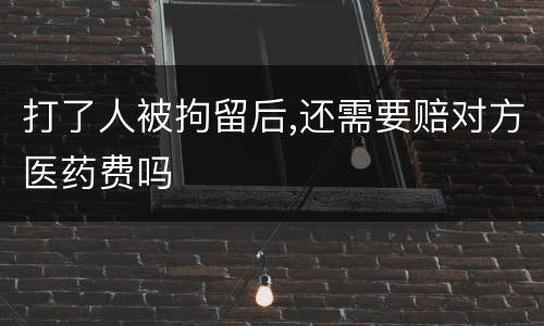 打了人被拘留后,还需要赔对方医药费吗