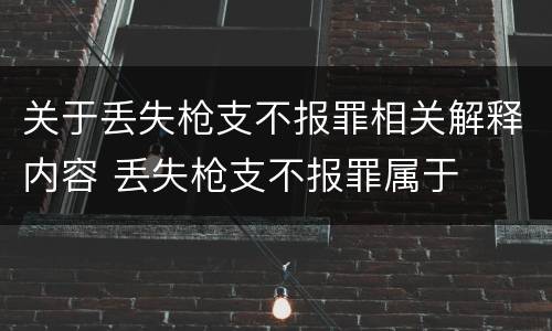 关于丢失枪支不报罪相关解释内容 丢失枪支不报罪属于