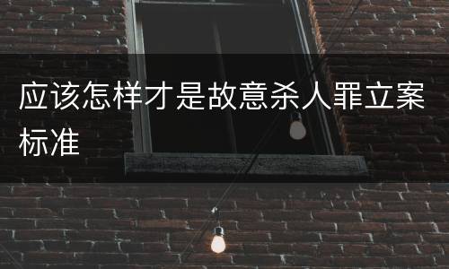 应该怎样才是故意杀人罪立案标准