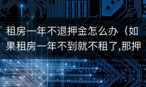 租房一年不退押金怎么办（如果租房一年不到就不租了,那押金有退的吗）